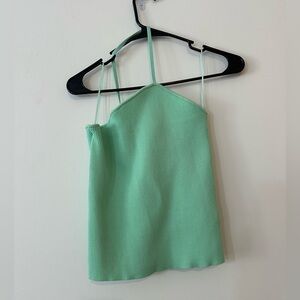 Endless Rose Grey Lab Mint Green One Shoulder Strap Knit Tank Top Ribbed M New